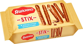 Печенье Яшкино STIX 130г палочки в молоч.шоколаде КДВ