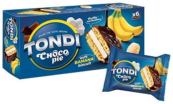 Мучные конд.изд.гл. Tondi Choco Pie Банан 180г Тонди Чокопай КДВ